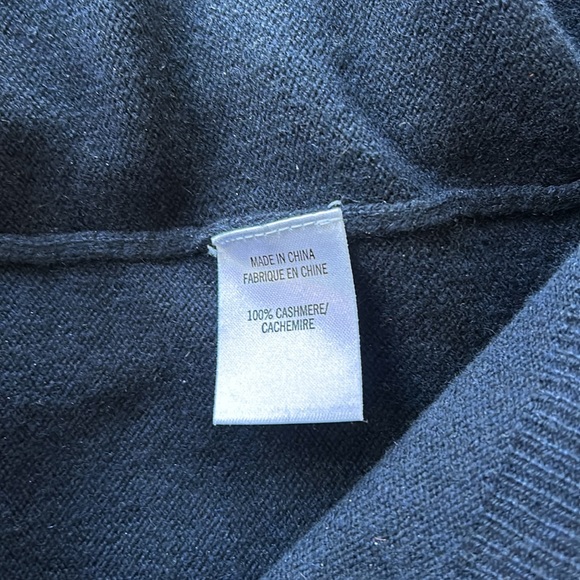 Theory cashmere sweater dress sz small gray navy blue button detail on shoulder - Picture 8 of 12